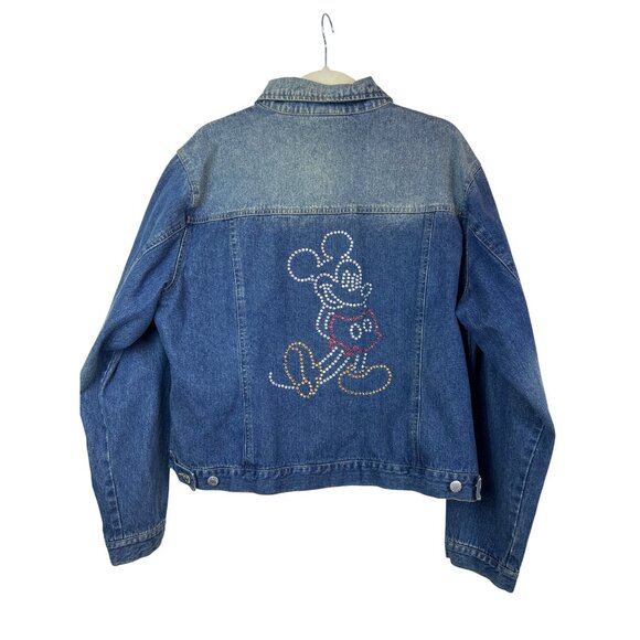Vtg Disney Direct Women's XL Mickey Mouse Rhinestone Jean Jacket  Distressed - Picture 2 of 11